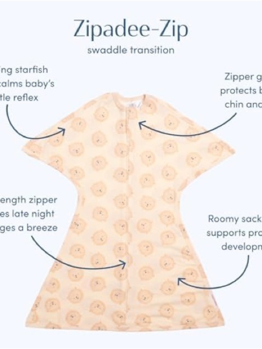 Zipadee-Zip Baby Sleep Sack in Peach Lion Print